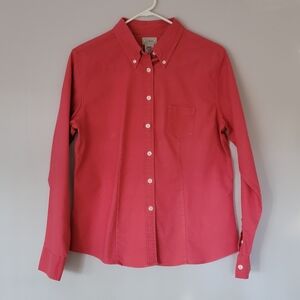 L.L. Bean Women's Dark Coral Long Sleeve Shirt. Medium. Cotton Blend